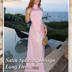 VC Pink Satin Swing Vest Dress.