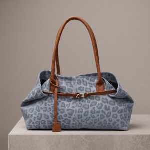 Chic leopard print faux leather shoulder tote bag for women