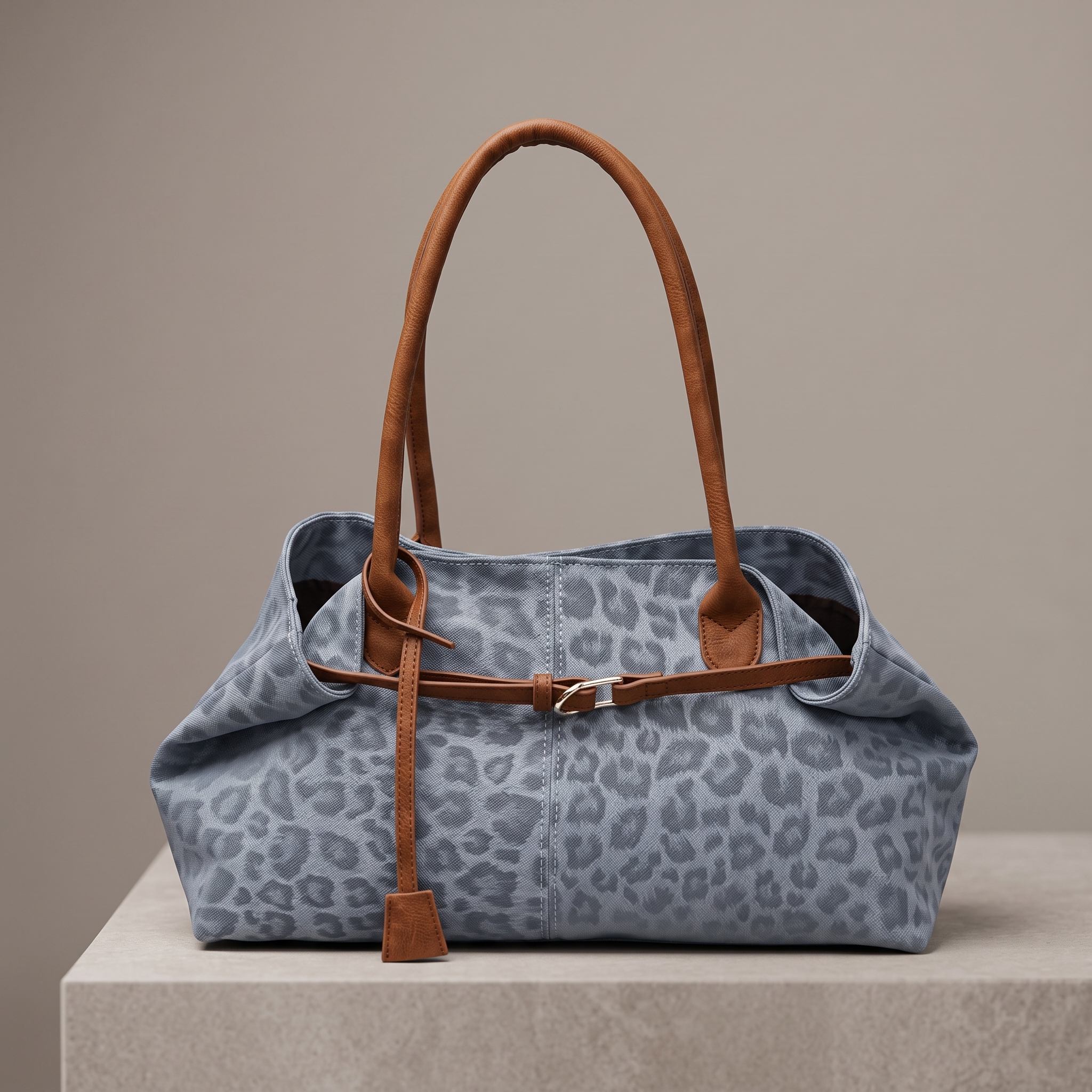 Leopard Print PU Leather Tote Bag by FK Wears Women's leopard print faux leather shoulder tote bag