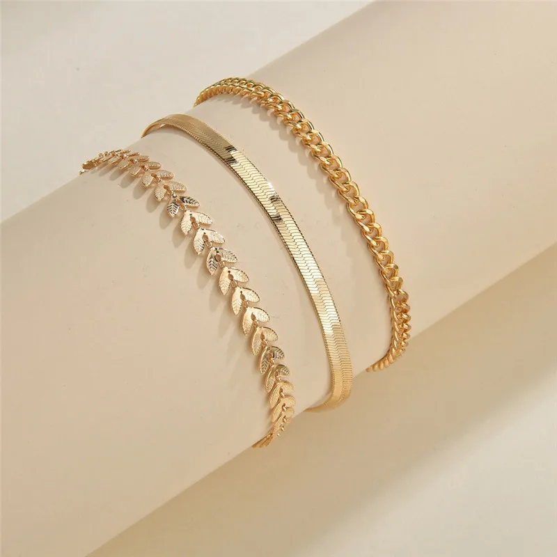 Simple Chain Anklet for Women 3 pcs Set Simple Chain Anklet for Women 3 pcs Set