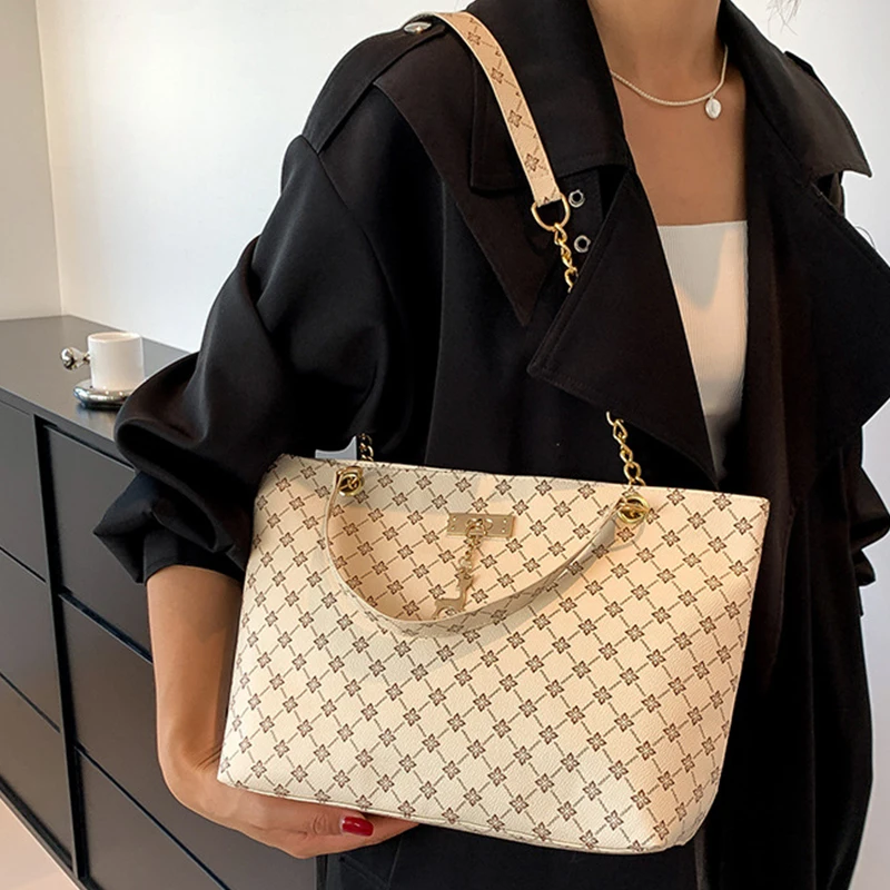Monogram Soft Leather Tote Bag with Bag Charm Accessory